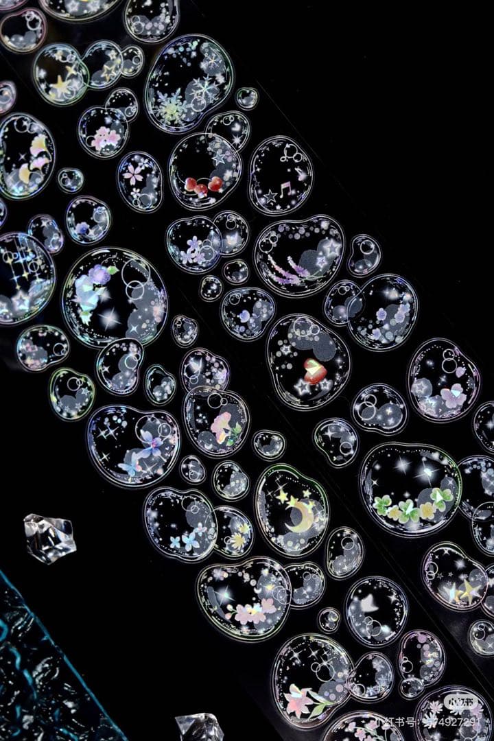 【8698】海外　マステ　5m巻売り　貝殻光カッティング泡　虹色マスキングテープ