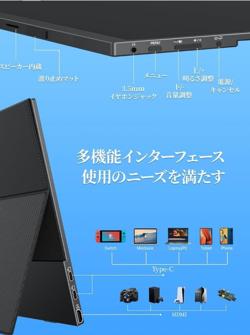 cocopar 15.6インチ モバイルモニター カバースタンド付き 外箱なし
