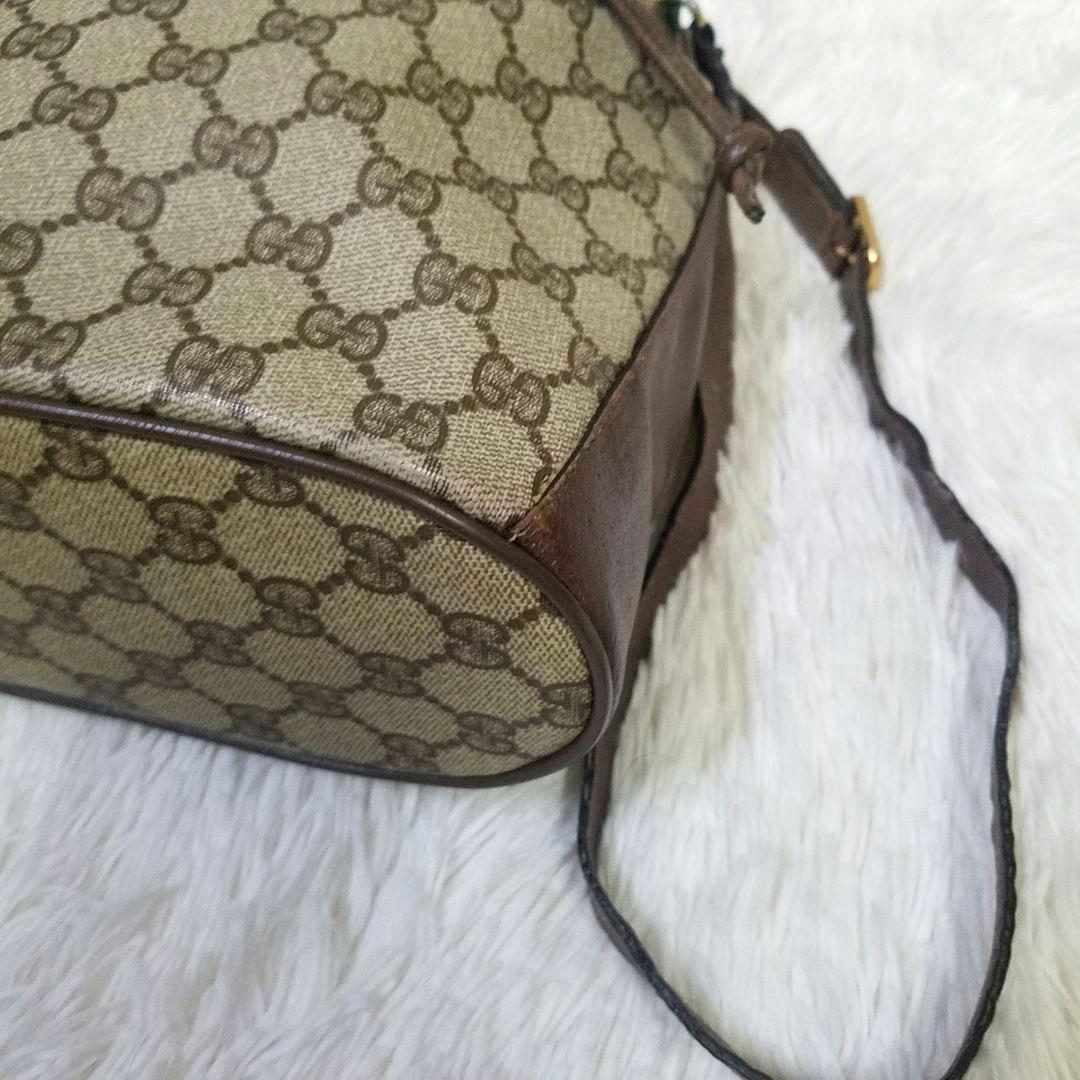 【正規品】GUCCI 巾着型ショルダーバッグ GG シェリーライン PVC 本革