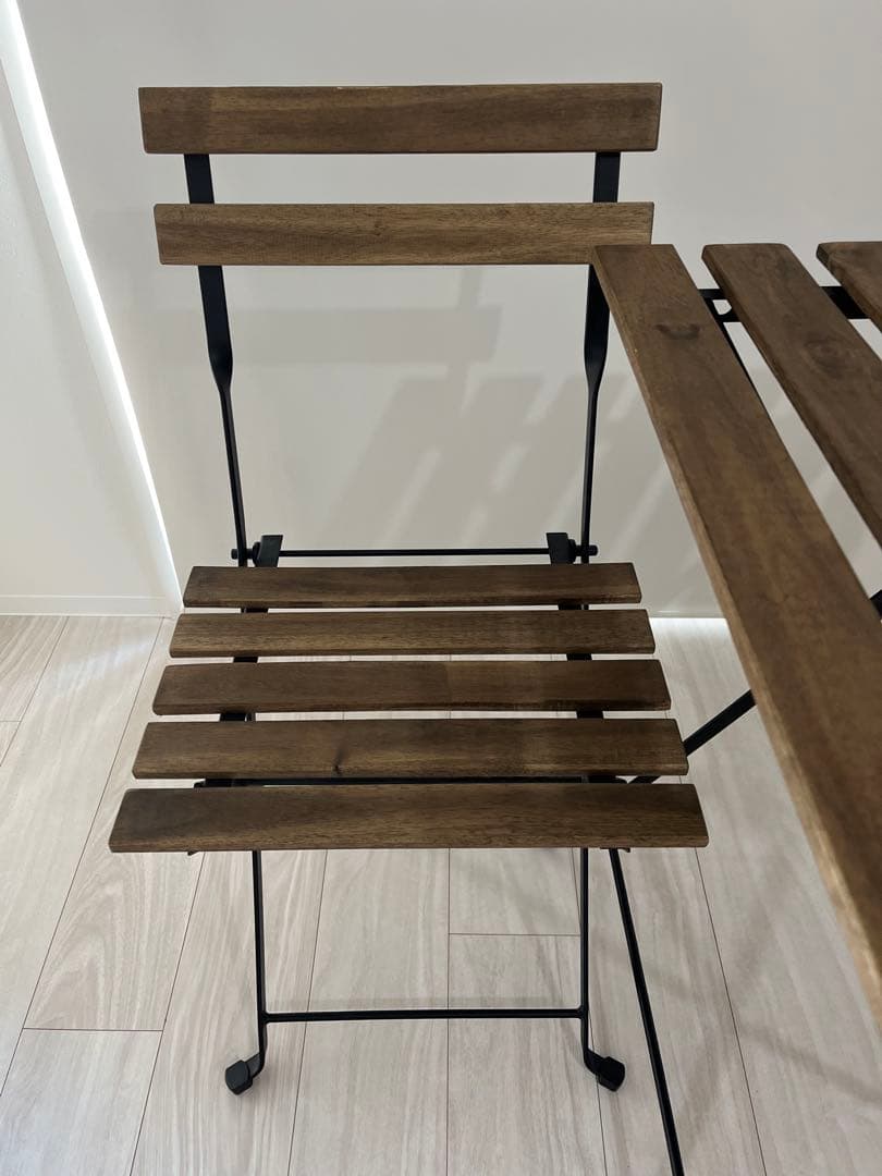 山善 ガーデンテーブル3点セット 折りたたみ バルコニー カフェ アカシア天然木