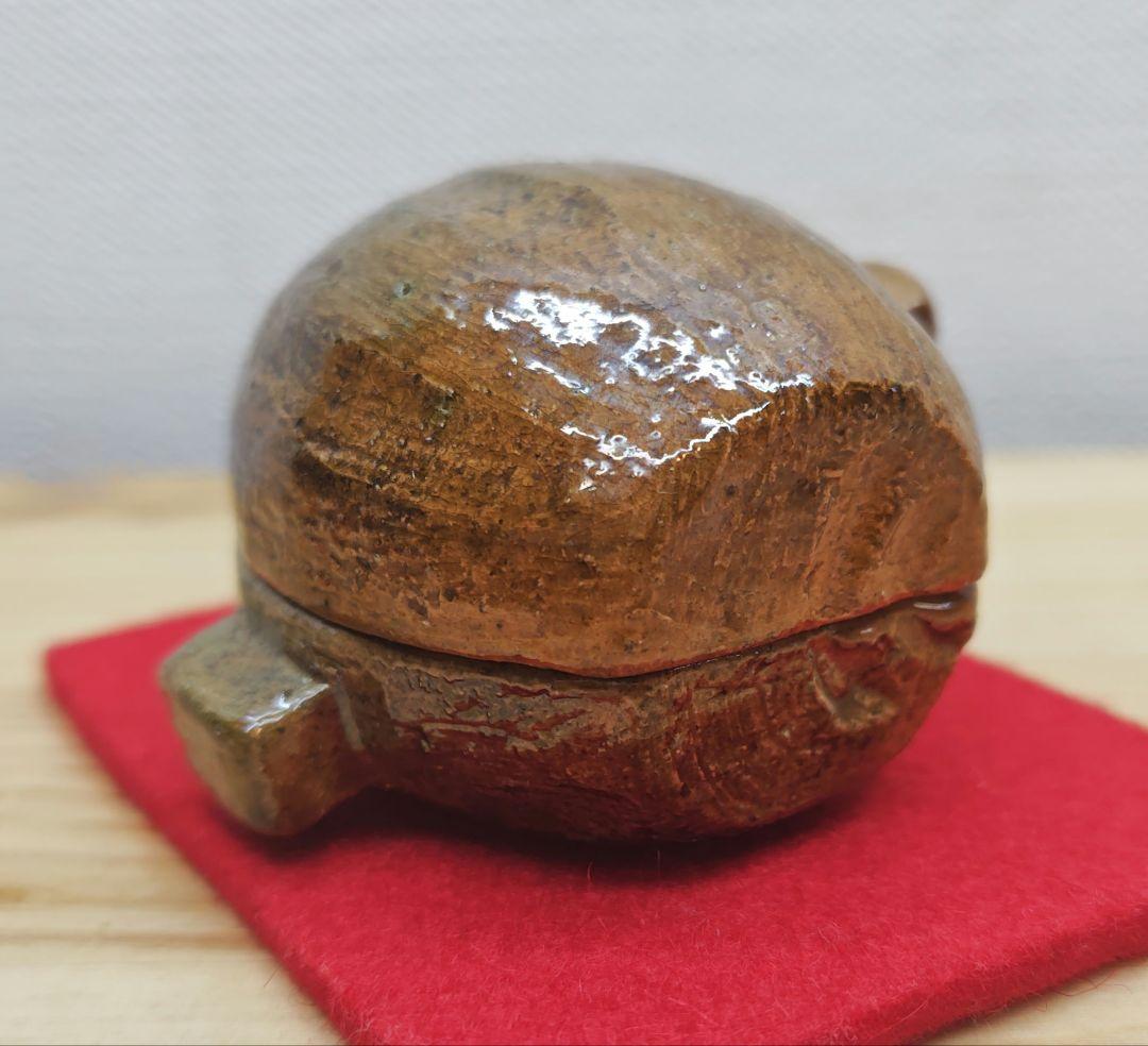 送料込【逢絢亭】茶道具 香合 大樋焼 飴釉 福槌香合 大樋長左衛門 共箱入り