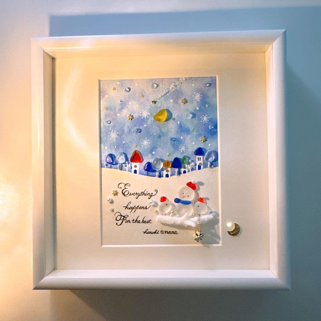 ꫛꫀꪝ✧シーグラスアート「ねがいごと♡北欧の街並み」赤　レアカラー　絵本の世界