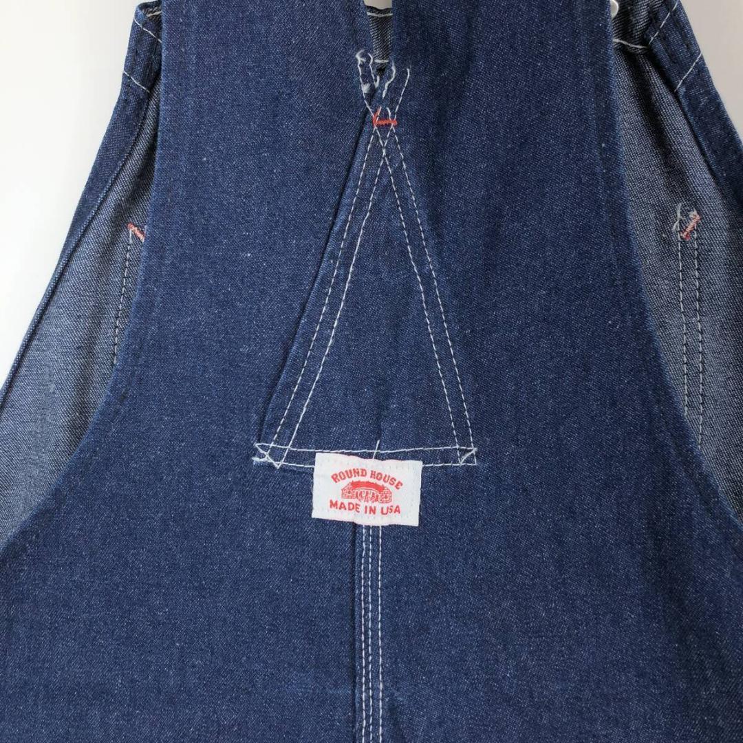 USA製 ラウンドハウス デニムオーバーオール サロペット 濃紺 W42