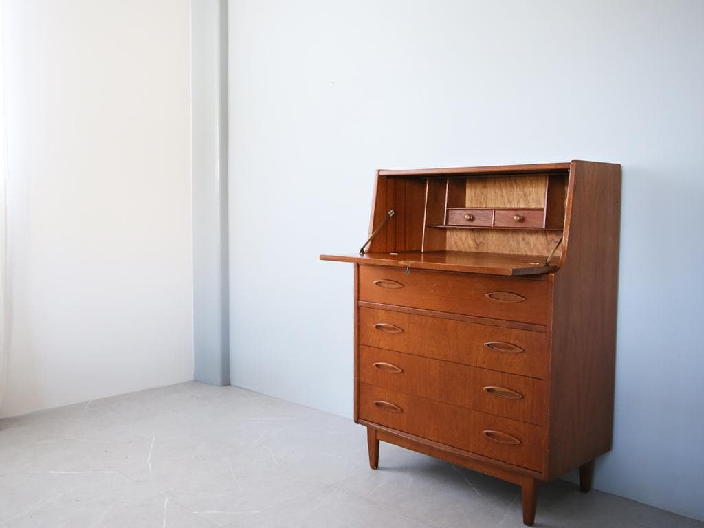 英国アンティークチーク古木ライティングビューロー/木製デスク/勉強机(91-94