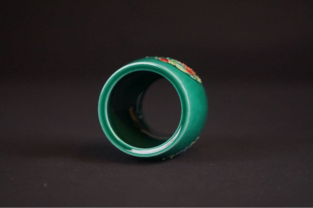 中村翠嵐窯 青交趾花丸 皆具 共箱 茶道具