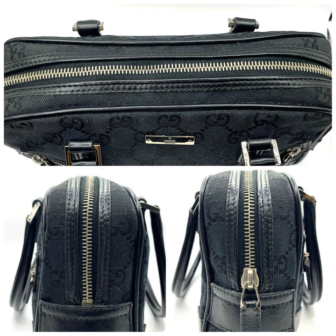 GUCCI グッチ GG柄 ミニボストン ハンドバッグ 黒 キャンバス 正規品