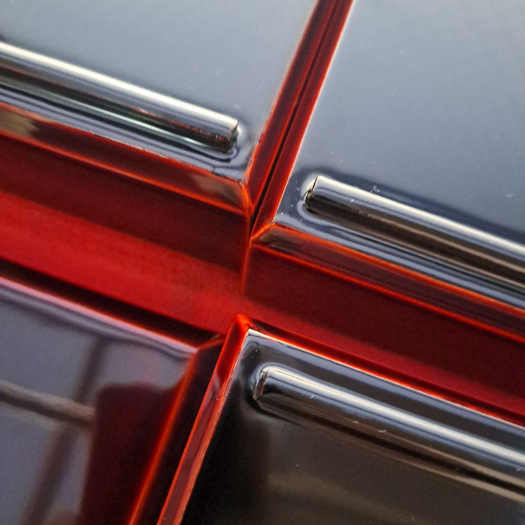 【会津漆器　5.5寸　ダイヤ/校倉型　3段重箱】天然木製　溜塗　　長期保管品