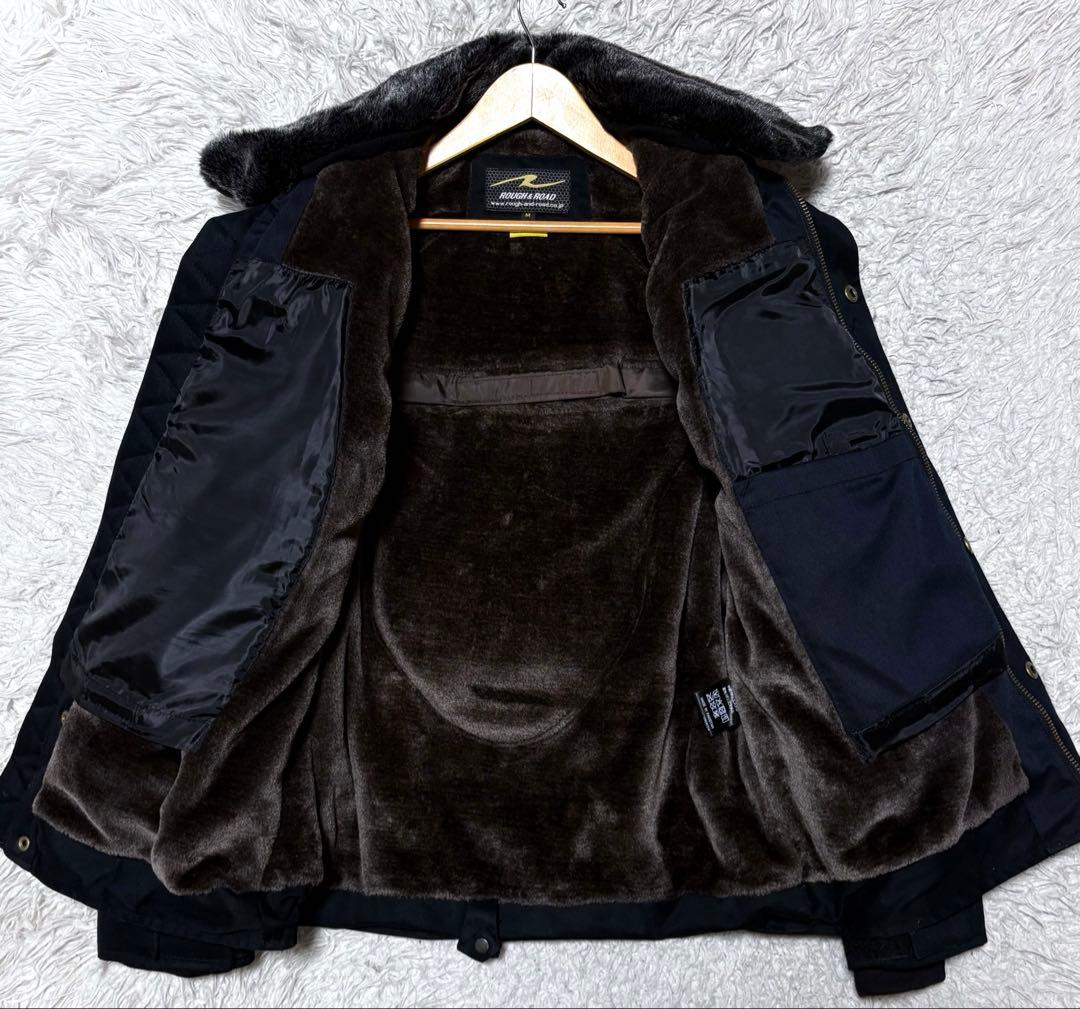 【未使用級】ラフ&ロード　ライダースジャケット　ファー裏地　刺繍　ブラック