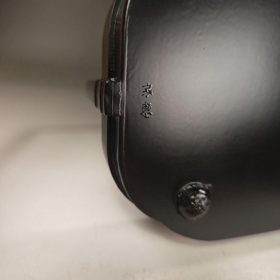 イ934 煙草盆『海田宗恵』『三代宗旦好写　一閑手付木瓜型　莨盆　胡桃足　共箱』