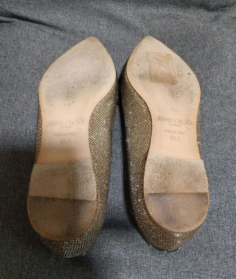 JIMMY CHOO ゴールド グリッター フラットシューズ 36.5 ラメ