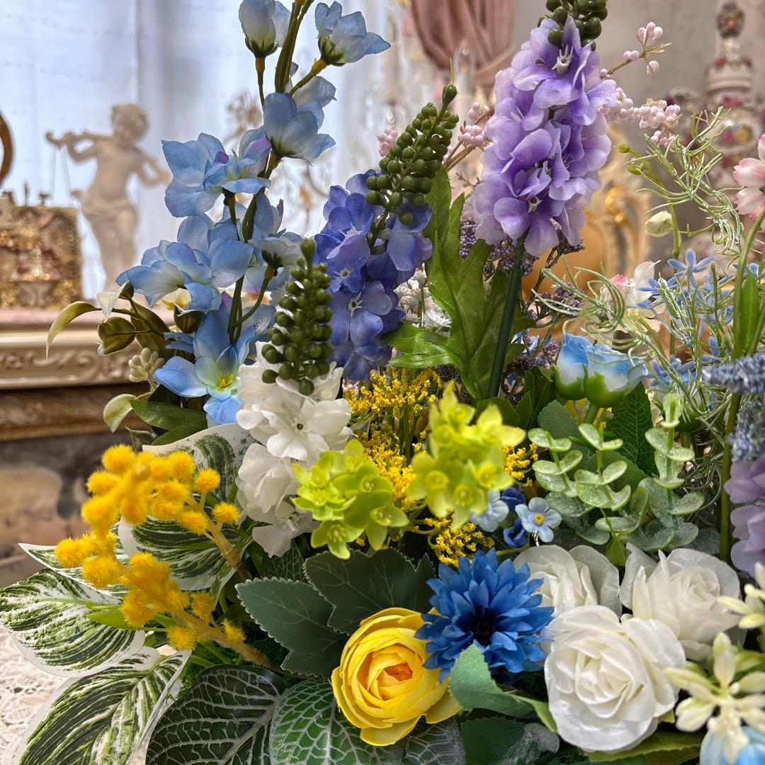 特大サイズ・横広・フラワーアレンジメント・サンタアコーディオンオルゴール合計2点