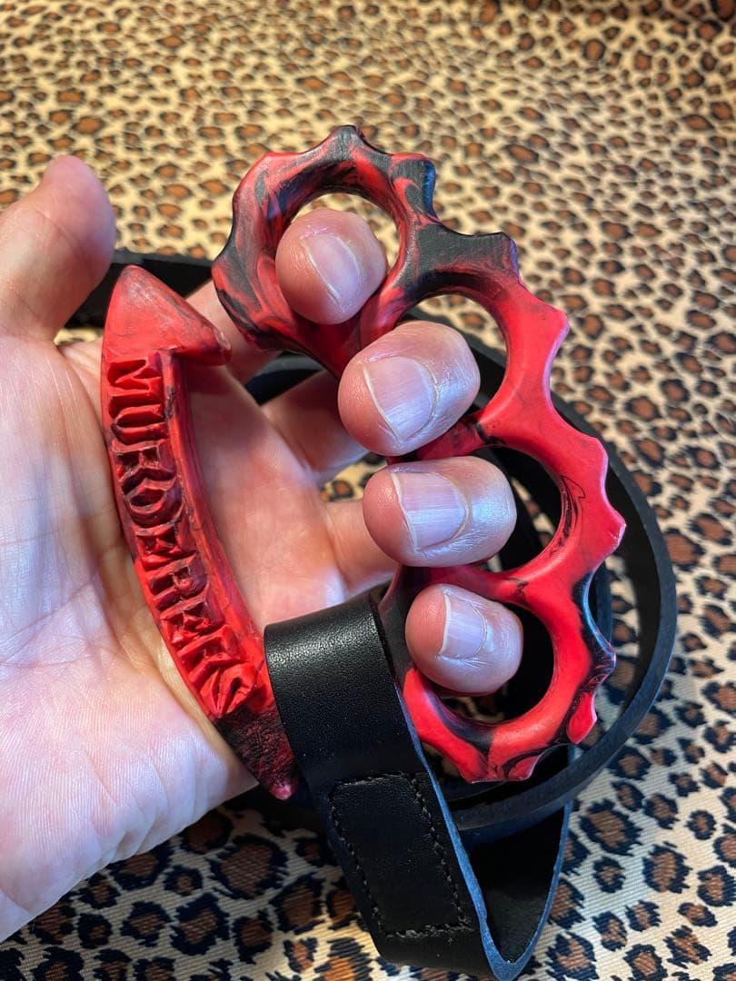 赤黒　ナックル　ドッグ　リード　本革