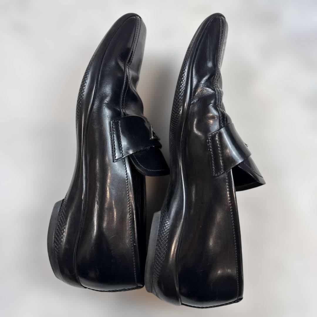 PRADAプラダ　三角プレートロゴ　ローファー　ブラック　サイズ7 1/2