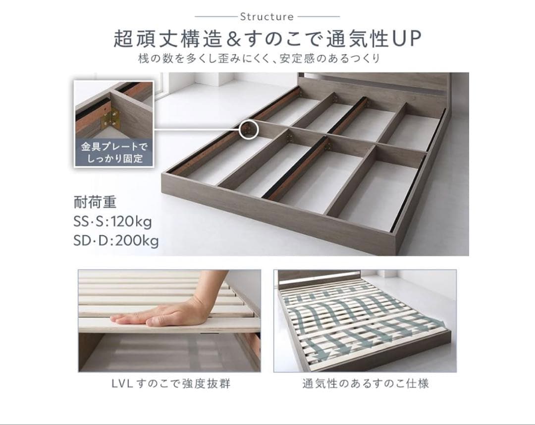 ダークブラウン ダブルベッドフレーム