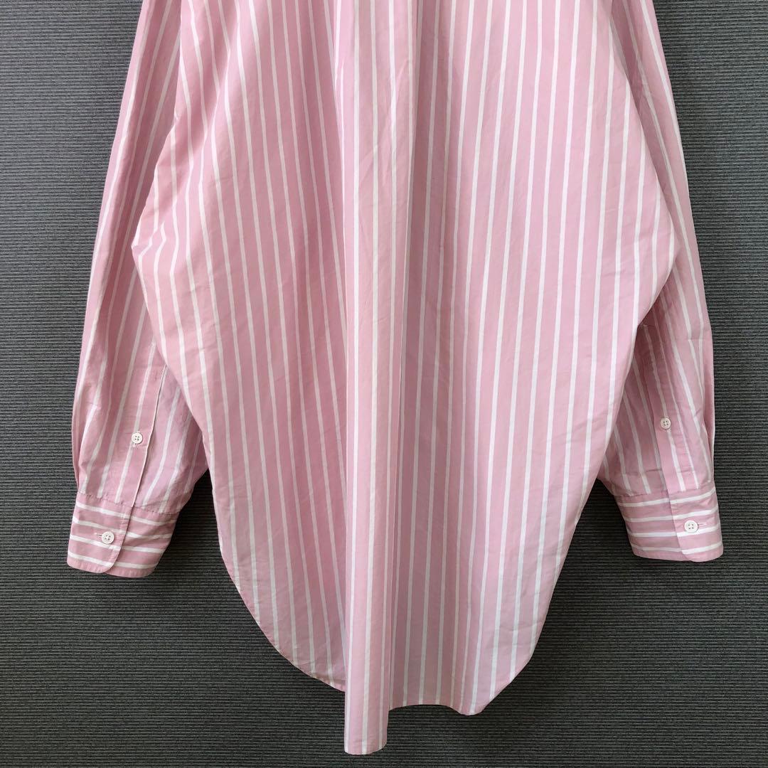 THE SHINZONE NOCOLLAR SHIRTS ピンク ストライプ