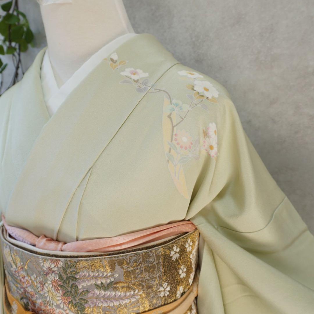 訪問着２点セット正絹　卒業式　入学式　お宮参り【訪問着、袋帯、帯締め、帯揚げ】