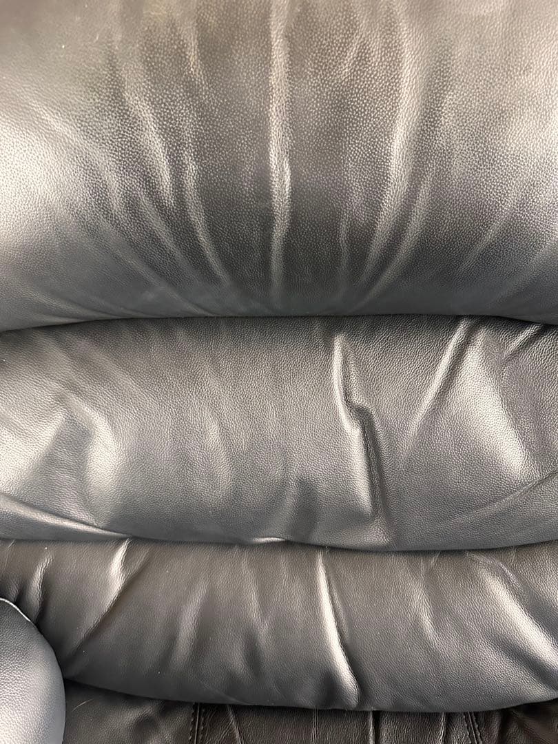 ニトリ電動リクライニングソファ 3人掛け本革 黒 送料込2/14まで指定日発送