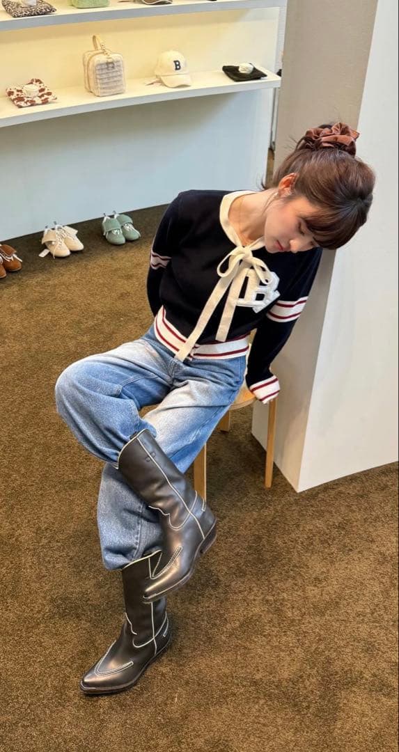 bibiy B. CLUB TIE CARDIGAN ネイビー当日発送