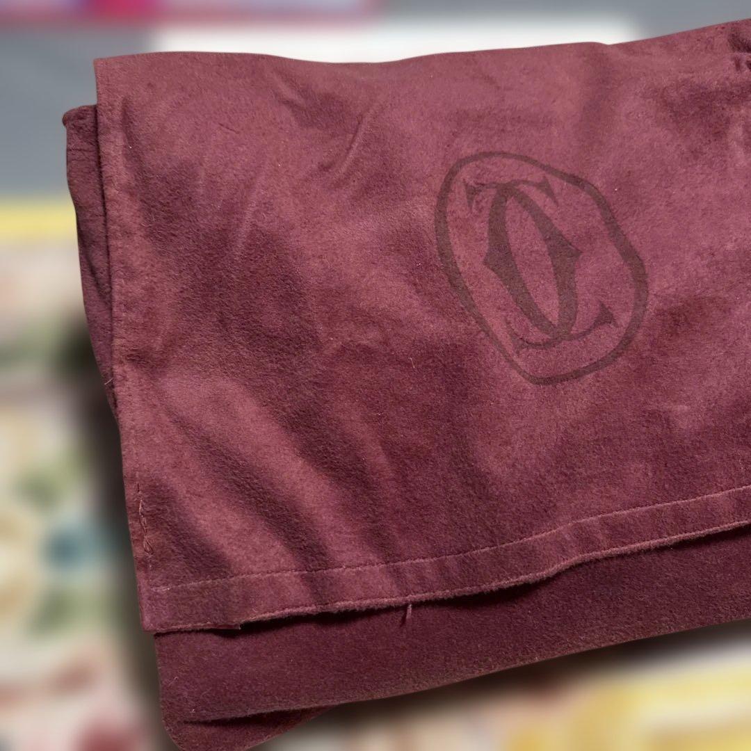 美品 カルティエ トートバッグ ボルドー A4可 ゴールド金具