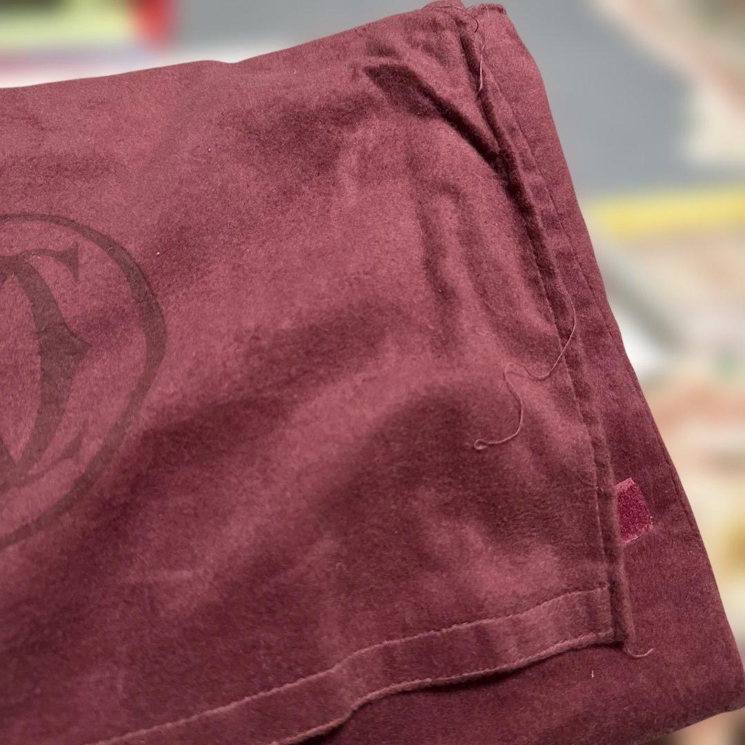 美品 カルティエ トートバッグ ボルドー A4可 ゴールド金具