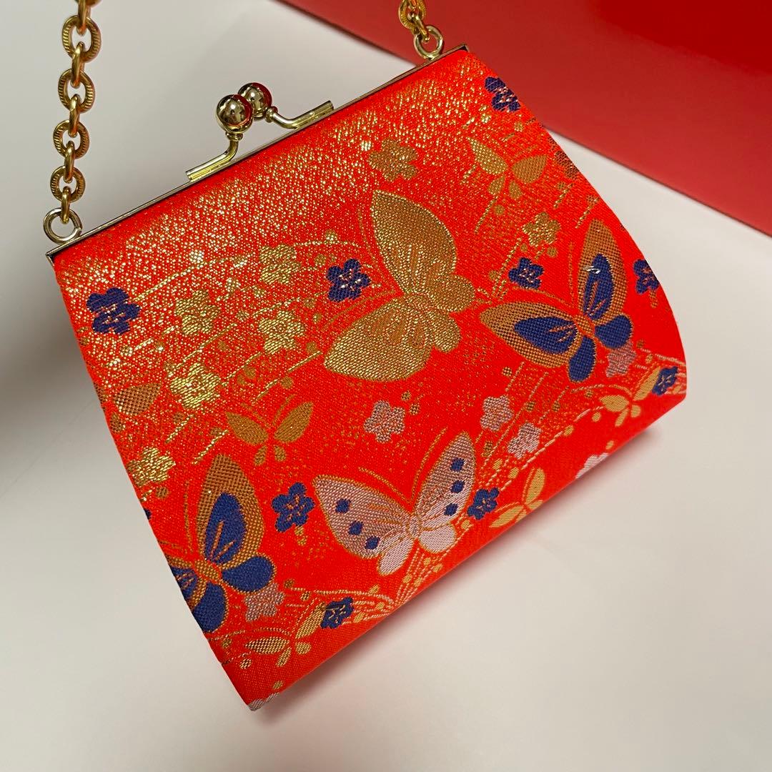 縁起の良い扇柄の七五三 7歳 着物 袋帯 長襦袢 小物セット オレンジ グリーン