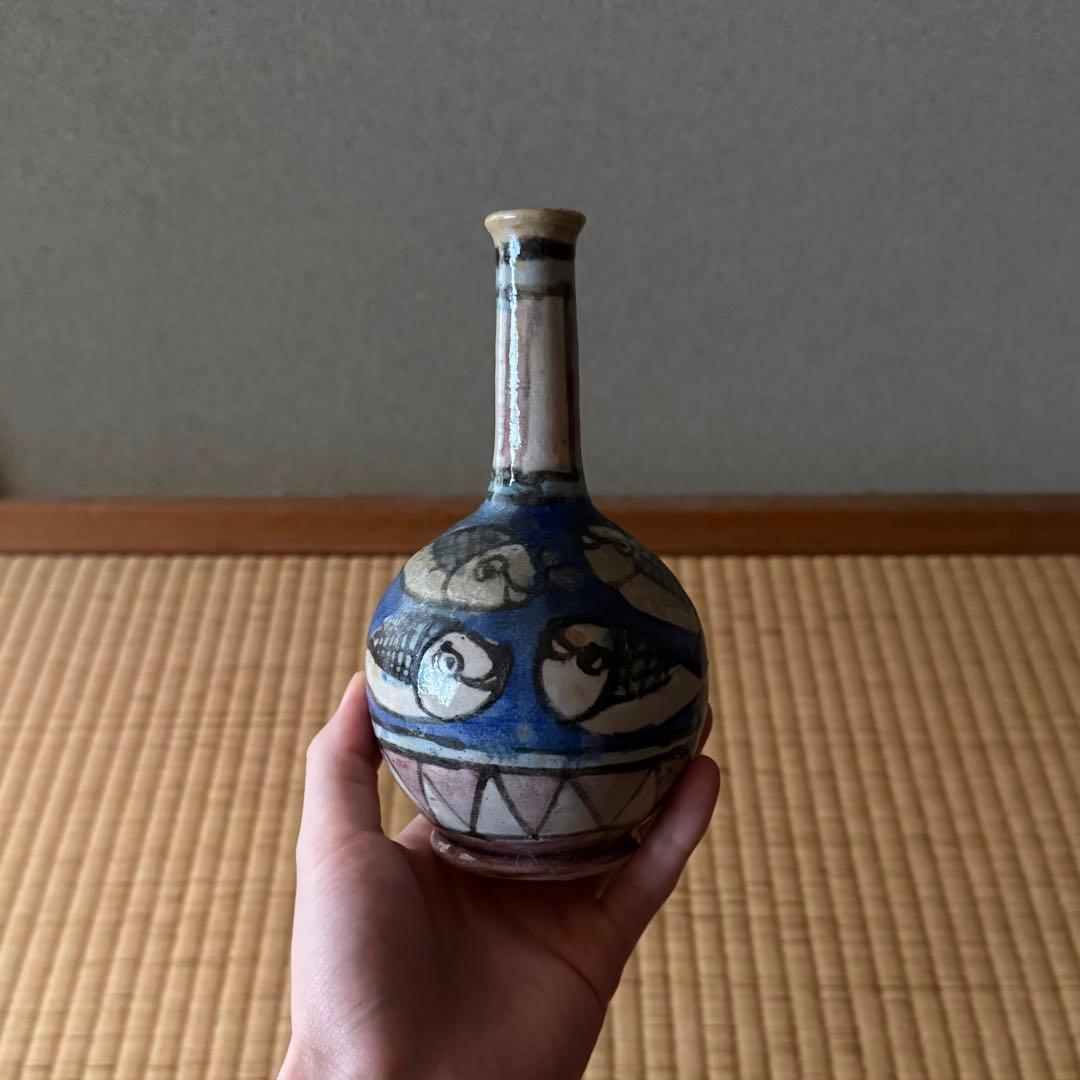 マジョリカ焼 マヨリカ焼 色絵魚文瓶 18世紀 古美術 骨董 デルフト 江戸時代