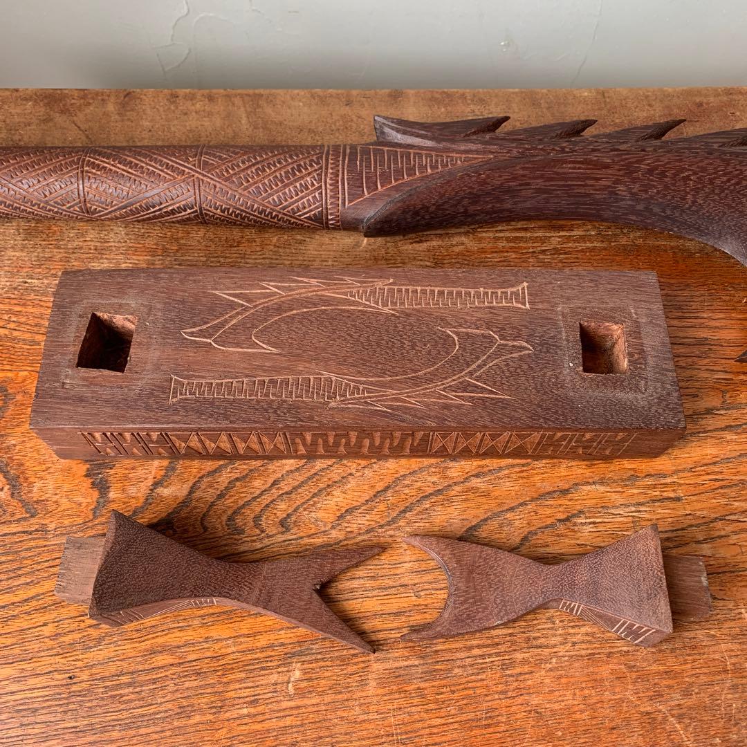 木製　木彫り　棍棒　サモア　刀掛け　土台つき　ニフォ・オティ　武器　コスプレ