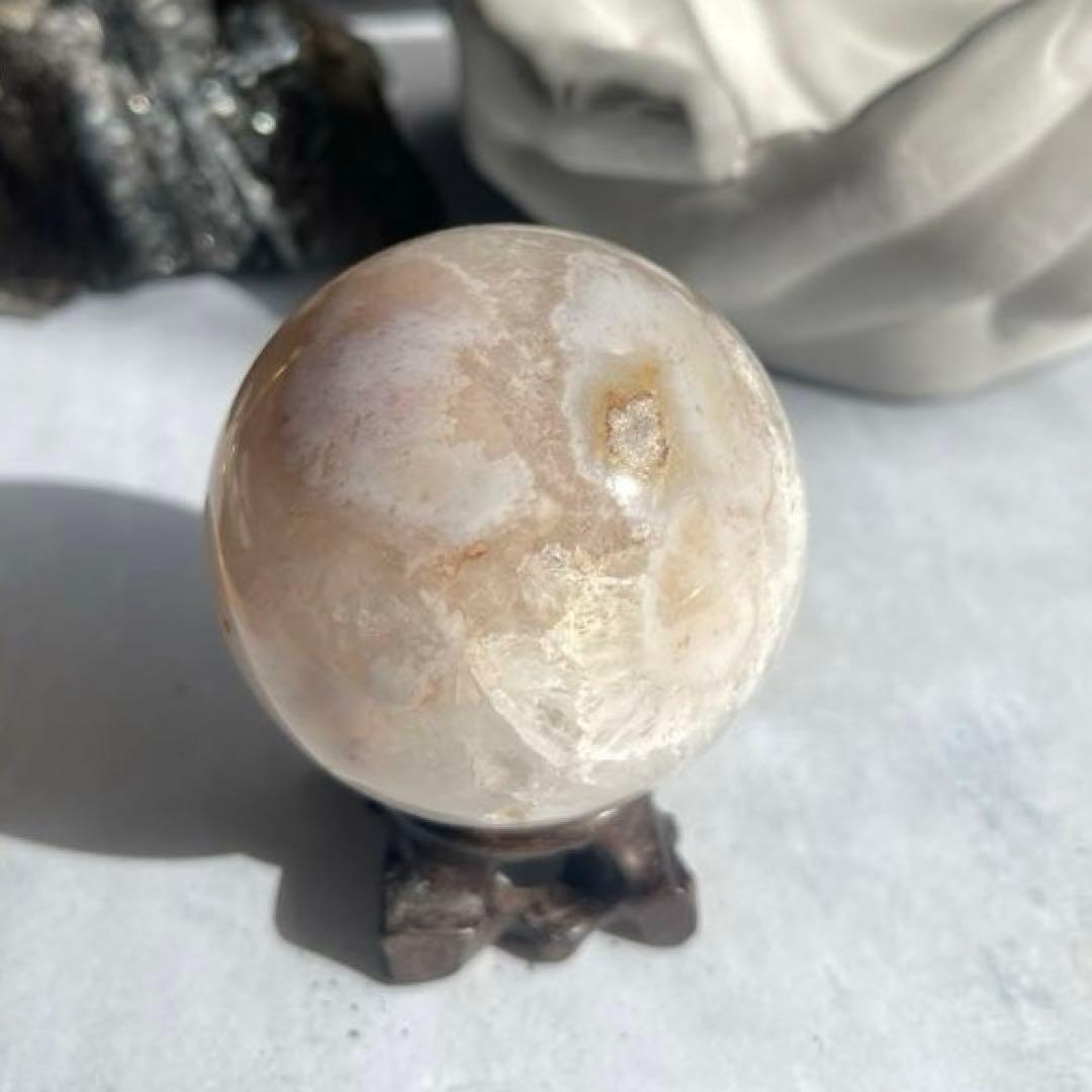 SALE☆ さくら瑪瑙 桜瑪瑙 スフィア アゲート スタンド付き