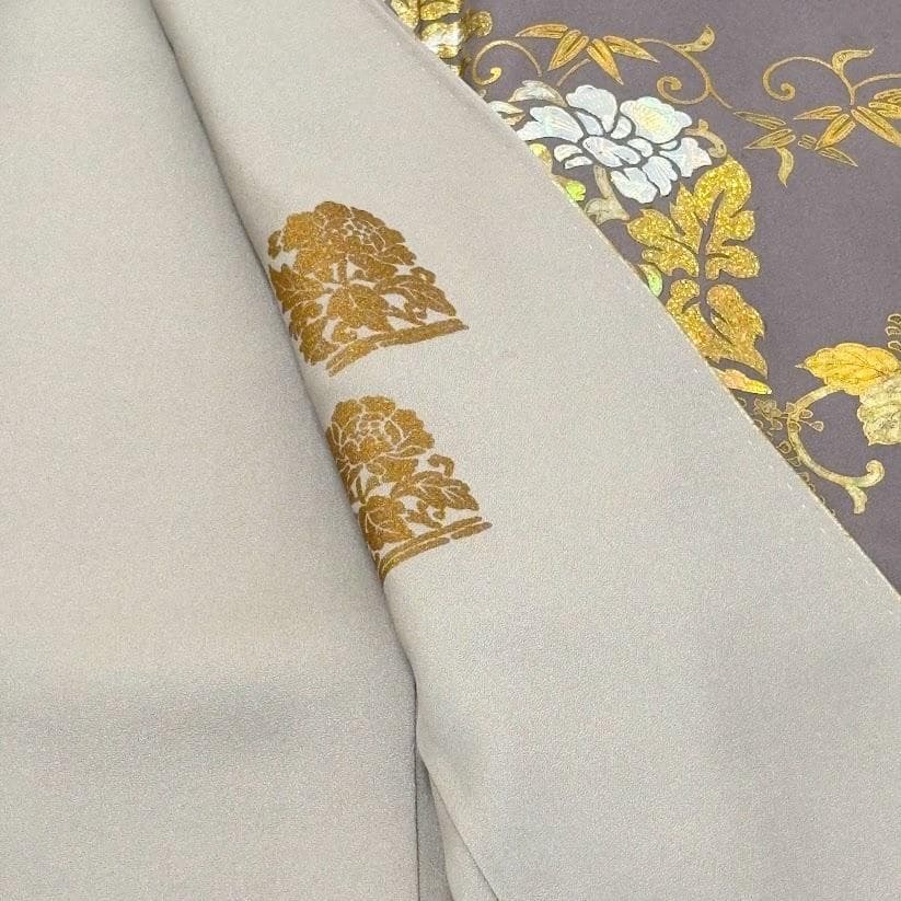ゆりのはな　訪問着　金彩　銀彩　友禅ボカシ　丹後ちりめん　落款　正絹　L201