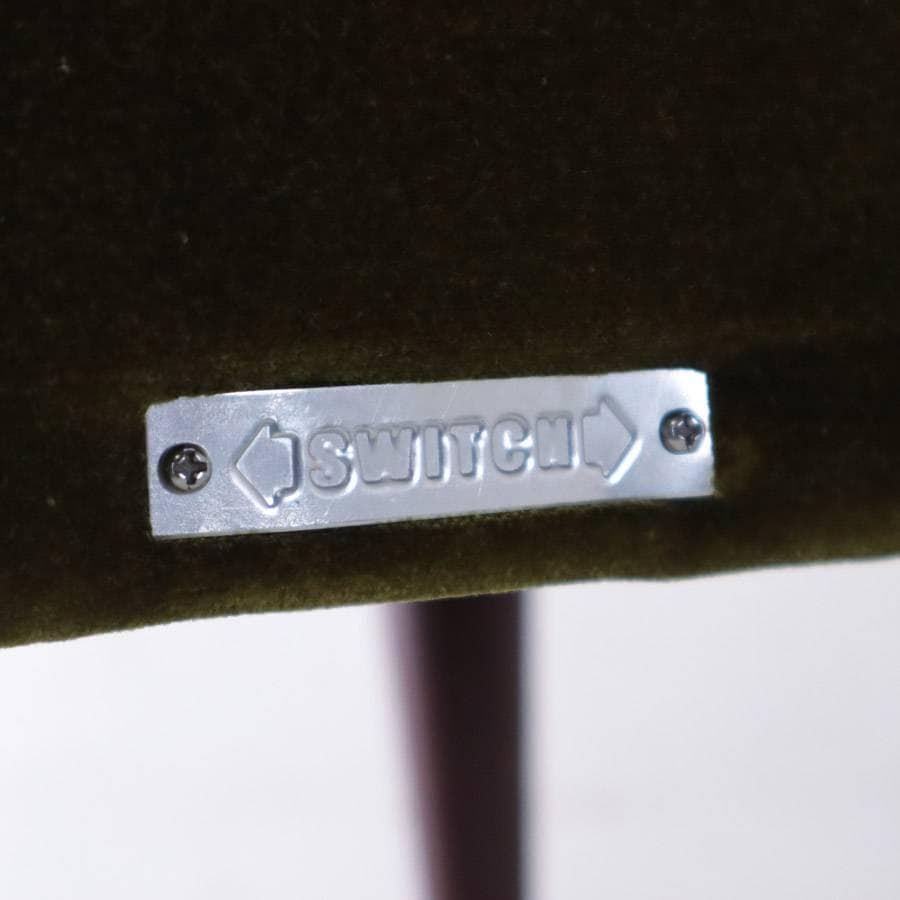 SWITCH Fスツール オットマン モケットグリーン ウォールナット無垢材