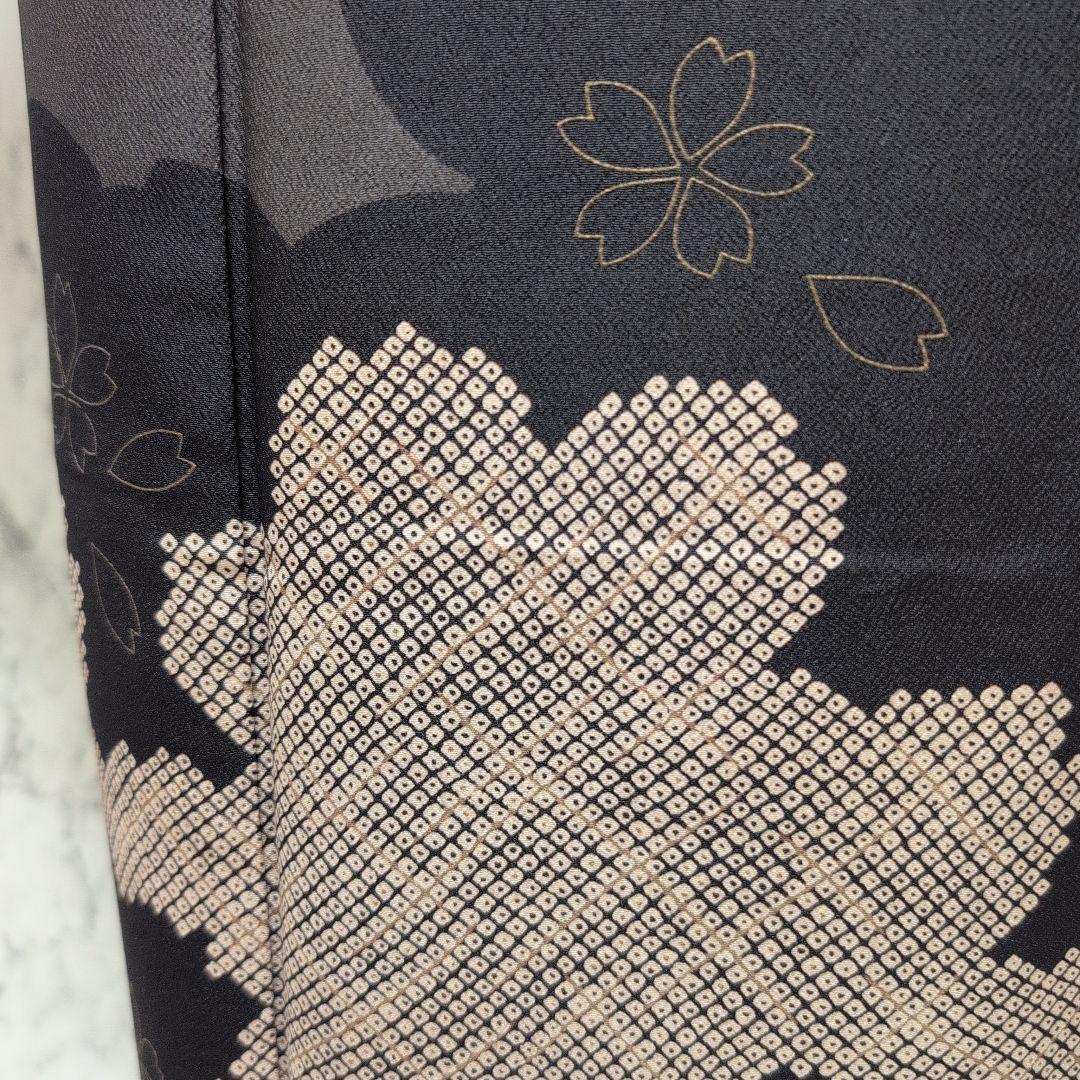 mamamaiii様 絹ポリ　付け下げ茶系　桜さく柄　美品　アッシュブラウン系