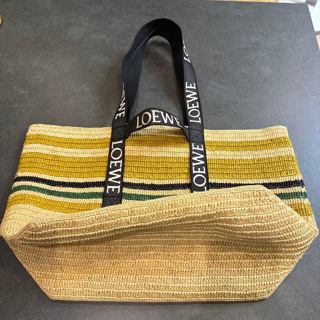 LOEWE ストライプ トートバッグ かごバッグ