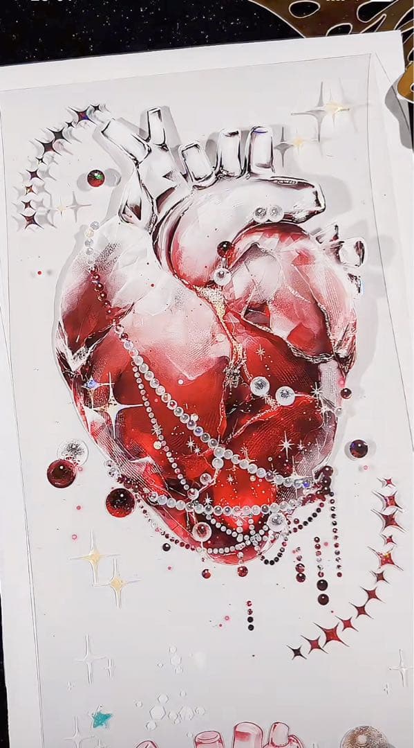 【9457】海外　マステ　3/5/巻　貝殻光マスキングテープ　心臓　装飾系