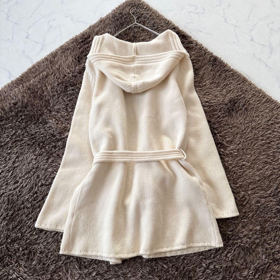 マックスマーラ カシミヤ混 フーディー カーディガン ベルト ウォッシャブル M