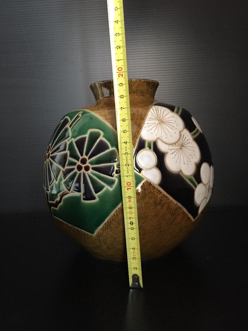 昭和レトロな九谷焼花瓶　新品未使用　年代物