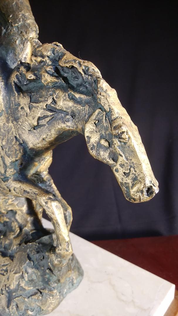 や*す様 ブロンズ像 西望「春風」ペガサス天馬 高3４c重６kg/彫刻銅像/干支