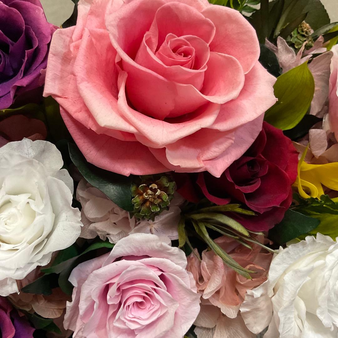 処分価格‼️ベルフルール　華やかなプリザードフラワー(ナチューリッヒS)バラ