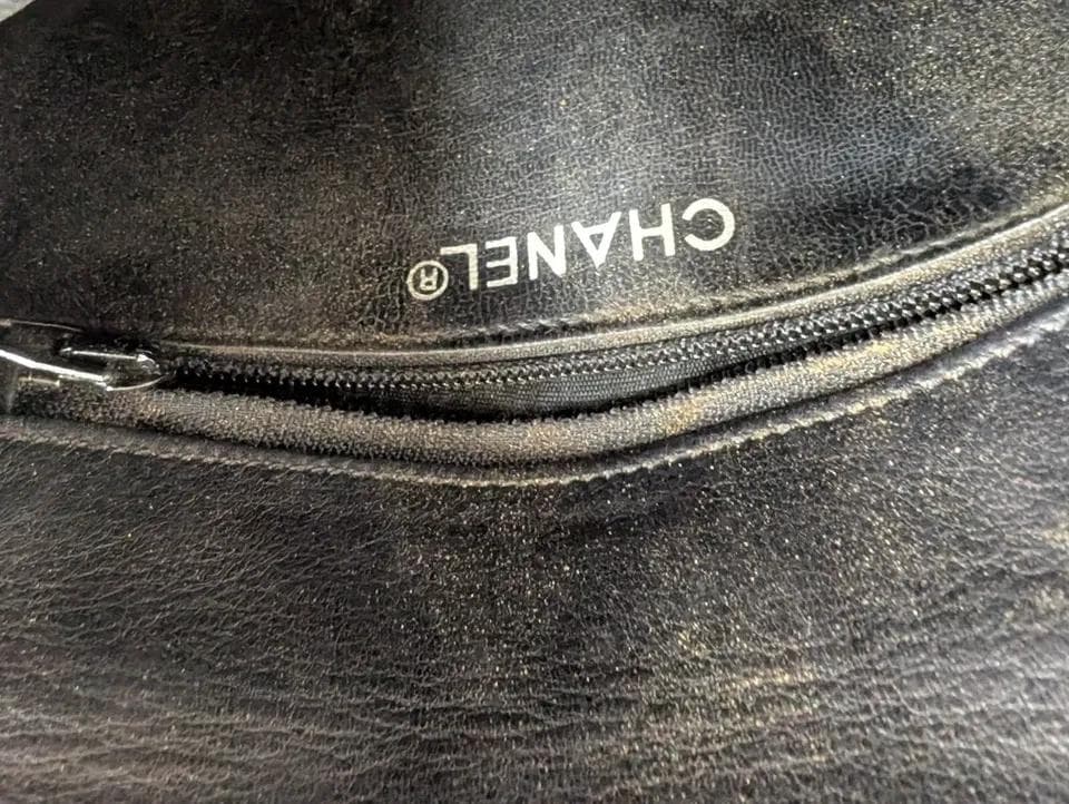 シャネル ウエストポーチ マトラッセ ラムスキン ヴィンテージ 黒