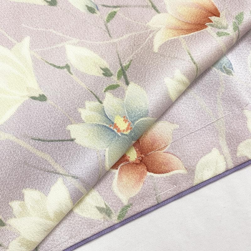 601mk107△付下げ小紋 一方付け 三松取扱 しつけ付 花 パステル△美品