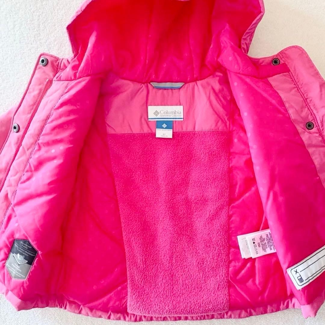 極美品　100 スノーウェア　防寒　上下 ピンク 女の子 キッズ　コロンビア