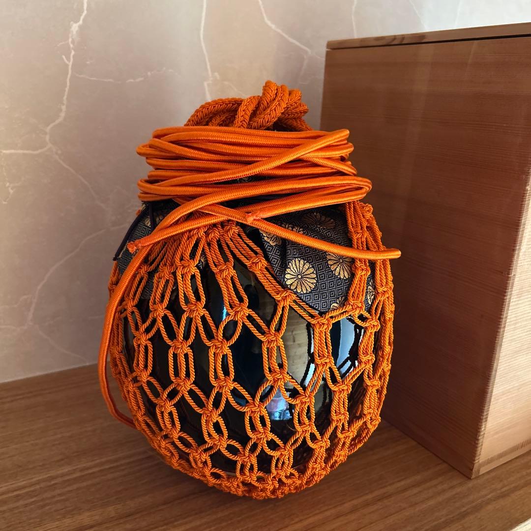 天目茶壺　茶壷　桶谷定一　茶道具　飾網紐　共箱　洛東　平安