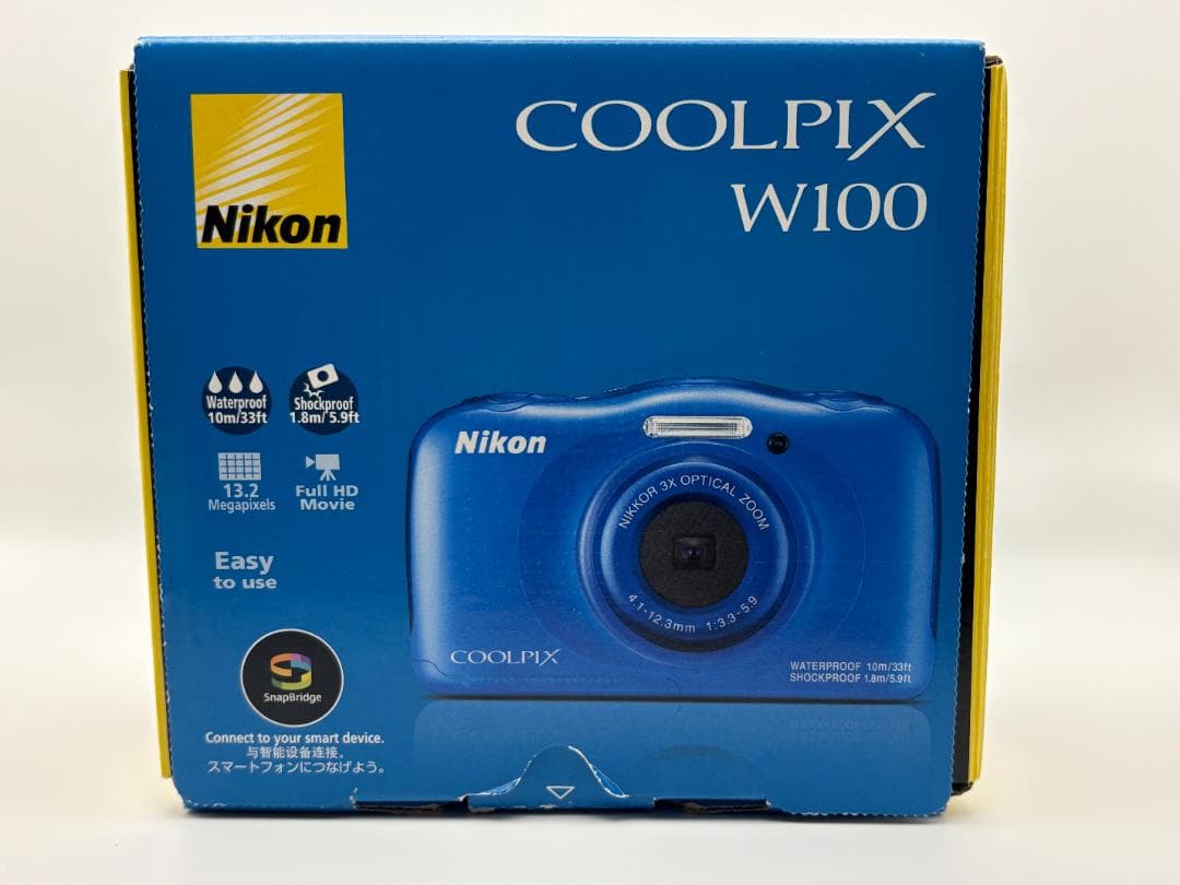 【美品】　Nikon COOLPIX W100 青　デジカメ　箱付　SDカード付