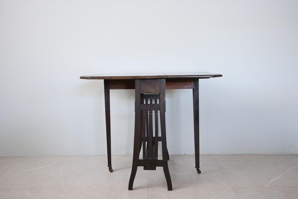 英国アンティーク木製ゲートレッグテーブル/ダイニング机/バタフライ(92-116