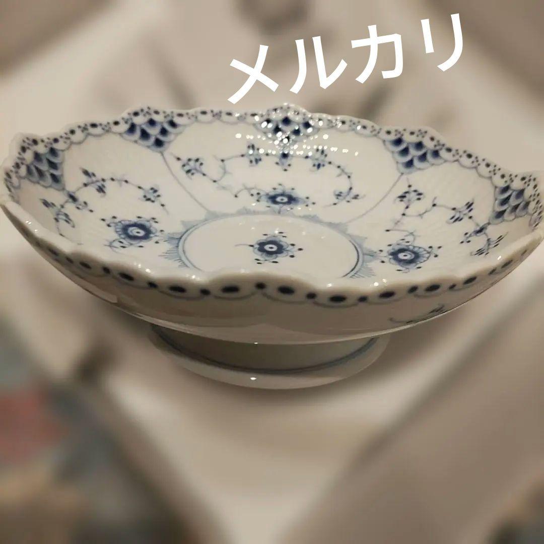 未使用　ロイヤルコペンハーゲン　ブルーフルーテッドプレインケーキディッシュ