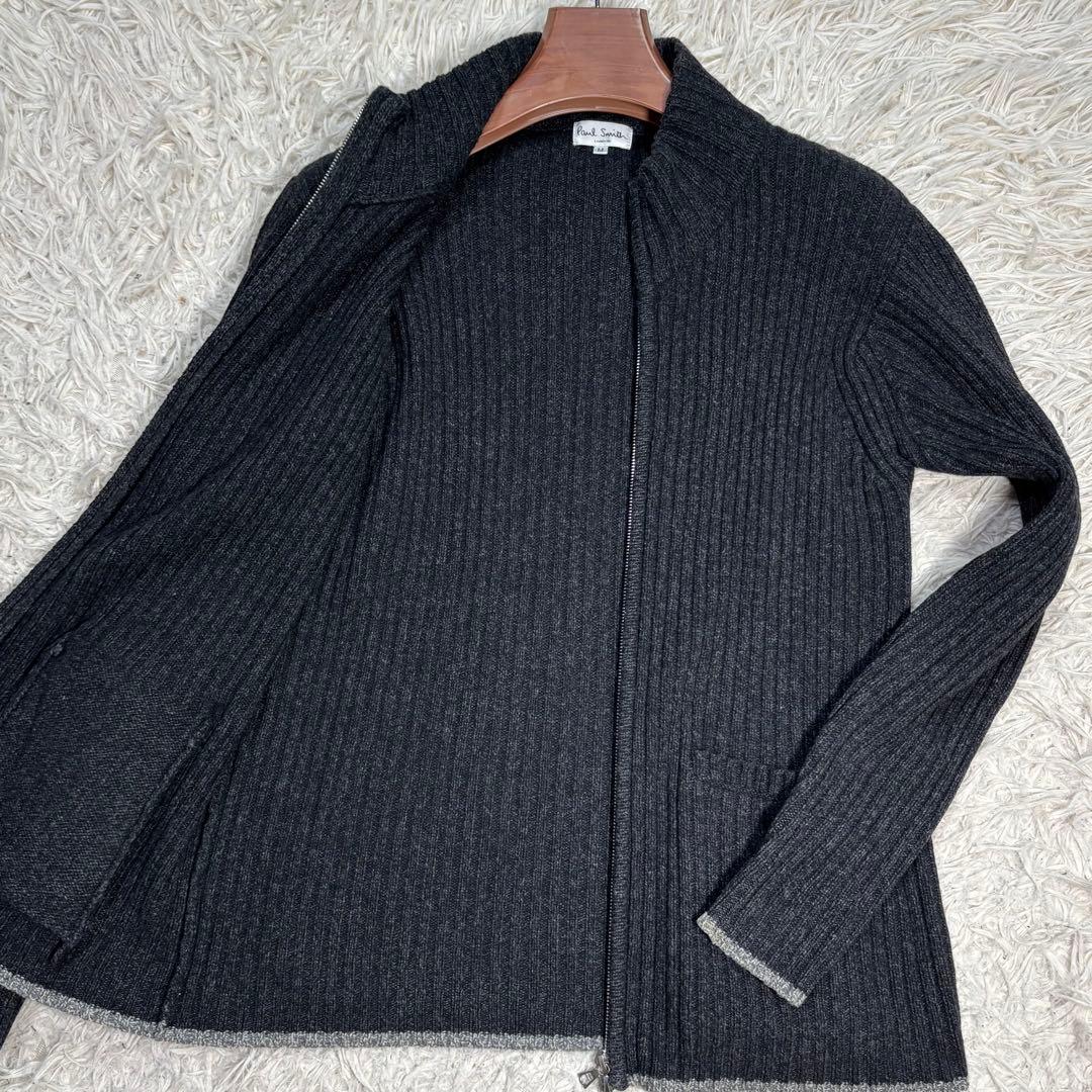 美品　ポールスミス　ドライバーズニット　四者混　ダブルファスナー　カシミヤ　黒