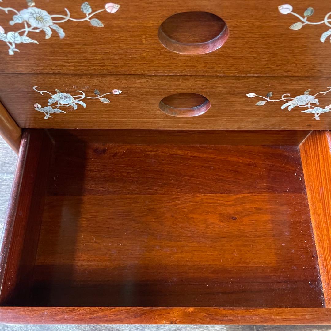 螺鈿細工 らでんざいく 小箪笥 5段チェスト 花梨 アンティーク 骨董品