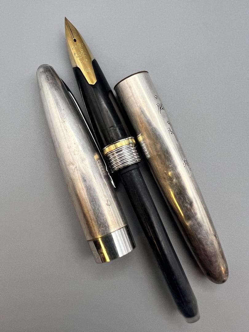 【海】パイロット スターリングシルバー 万年筆 大型ペン先/18K-750