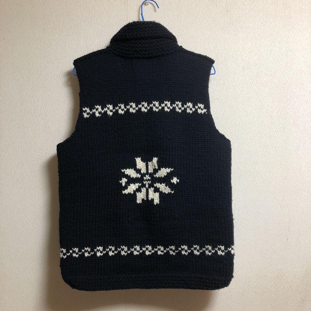 カウチンベスト (ブラック×ホワイト)サイズ38