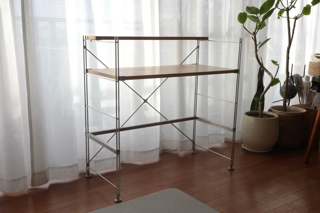 ラムにく【美品】無印良品 ステンレスユニットシェルフ　オーク