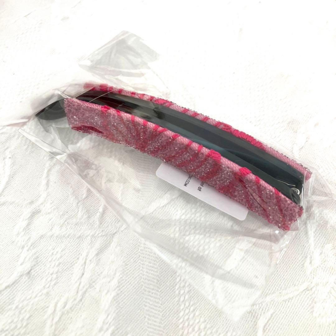 【未使用】コンプレックス ビズ スワロフスキー　バナナクリップ ピンク 赤